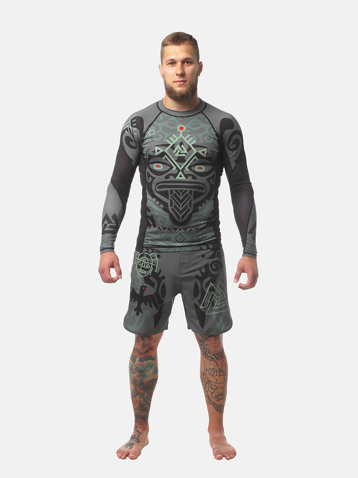 Peresvit Maori Long Sleeve Rashguard Black Military Green, Photo No. 4